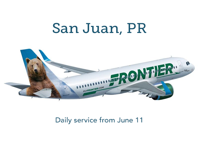 Fly Frontier to San Juan from June 11