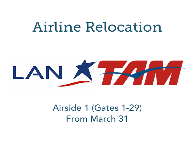 LATAM relocates to Airside 1 (Gates 1-29) effective March 31