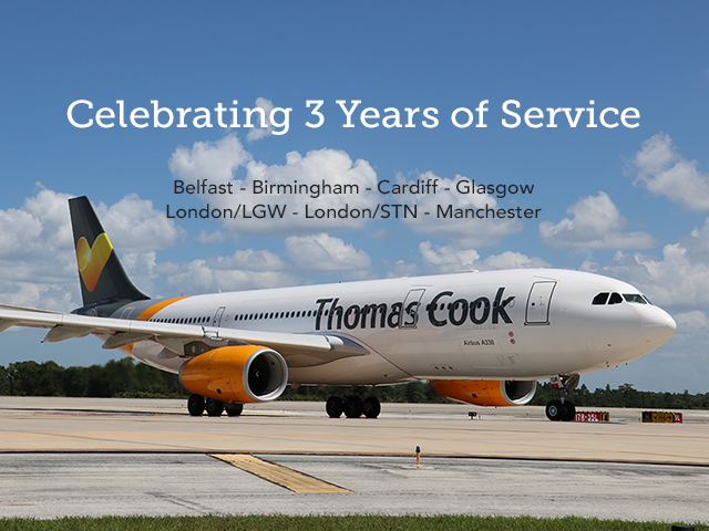 Thomas Cook celebrates 3 years of service to MCO
